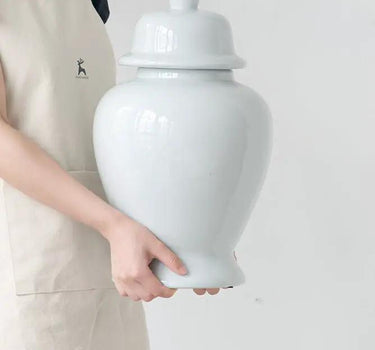 A&B White Porcelain Ginger Jar with Lid 20" - Vases Merchandise
