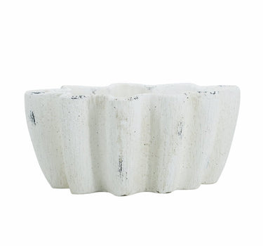 White Wavy Planter 10" - Evergreen Home and Floral