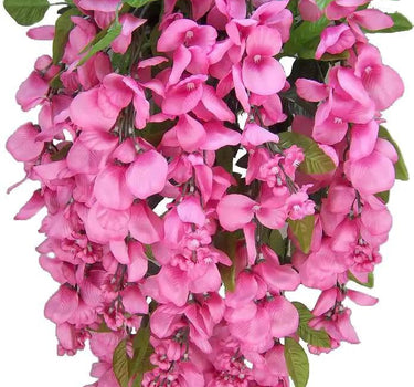 GSC Wisteria Hanging Bush Light Pink (Orchid) - Artificial Flowering Plants Silk