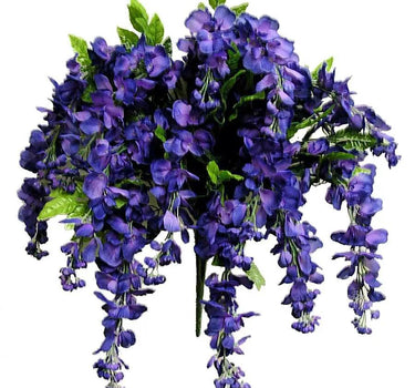 GSC Wisteria Hanging Bush Purple - Artificial Flowering Plants Silk