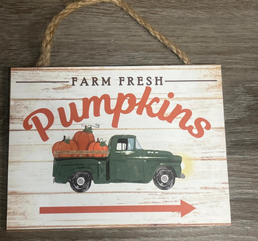 Craig Bachman Wood-Jute Farm Fresh Pumpkins Sign 6.5" x 5" - Seasonal & Holiday Decorations Art