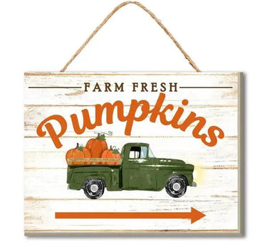 Wood - Jute Farm Fresh Pumpkins Sign 6.5" x 5" - Evergreen Home and Floral