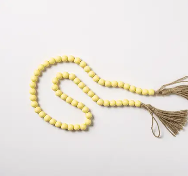 Ganz/CBK Yellow Bead Garland Wood 43.4"L - Garlands Merchandise