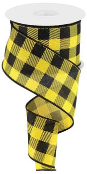 Yellow/Black Buffalo Plaid Ribbon 2.5" X 10Yd - Evergreen Home and Floral